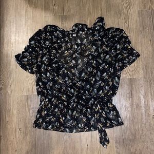 H&M black sheer blouse